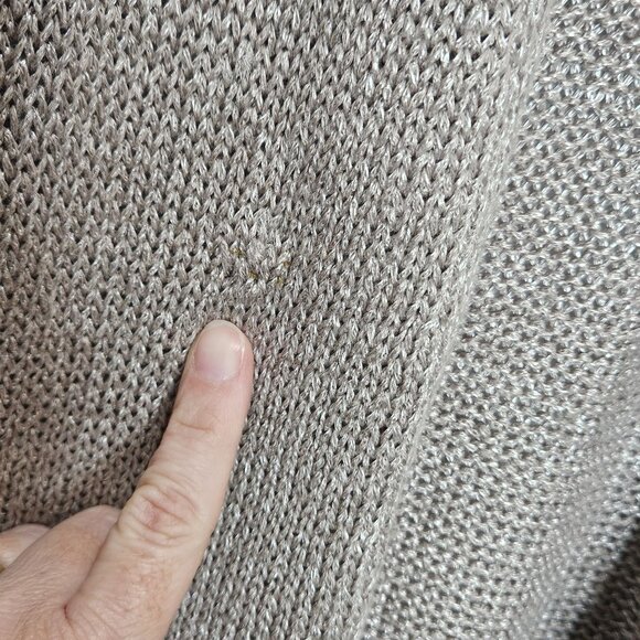 Eileen Fisher Cardigan Womens M Platinum Shimmer Linen Blend Open Front READ - Picture 4 of 8